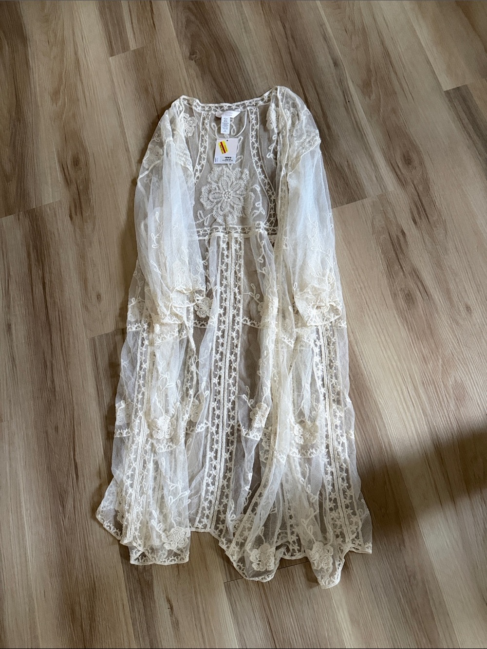 LC Lauren Conrad Sheer Lace Maxi Cover-Up in Cream